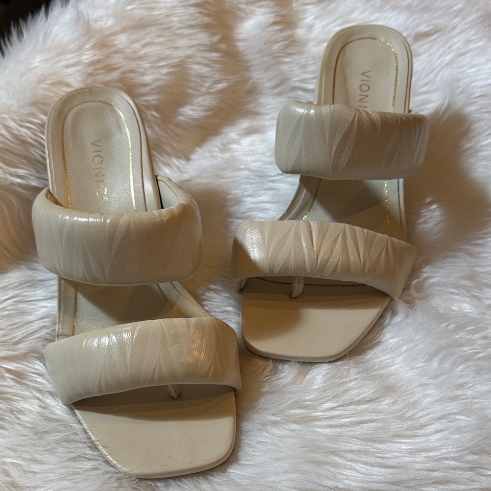 Vionic Ivory Double-Strap Padded Slide Mules